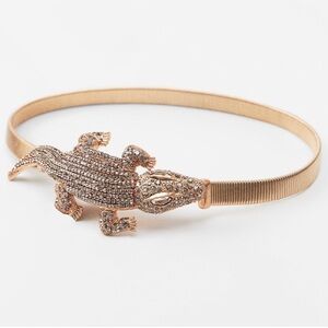 Zara Crocodile Gold Stretch Belt